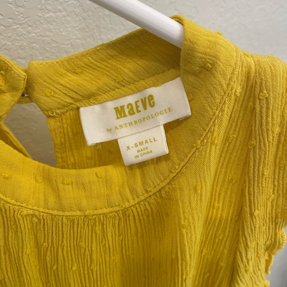 Maeve by Anthropologie Swiss Dotted Yellow High neck Tank - Picture 3 of 4